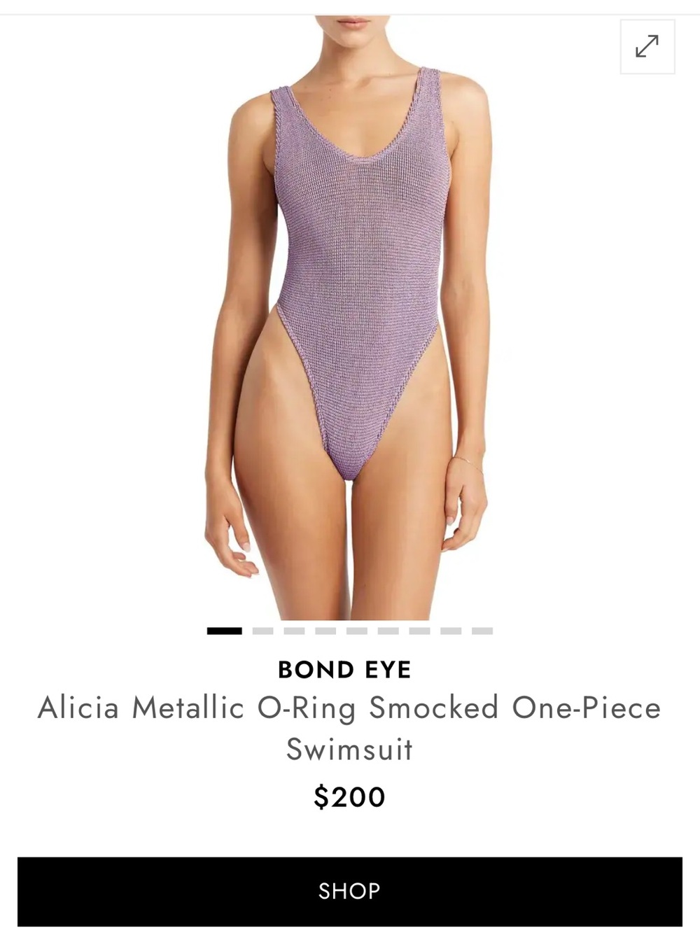 bond-eye Metallic Smocked One-Piece Swimsuit in Lavender